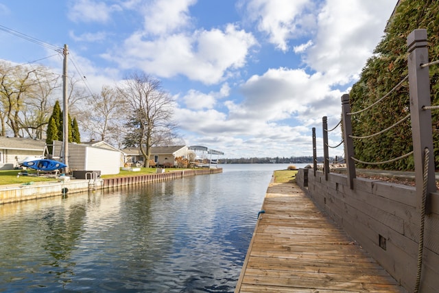 dock area featuring a water view