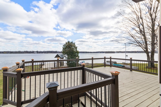 deck with a water view