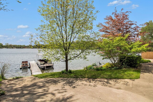 dock area featuring a water view