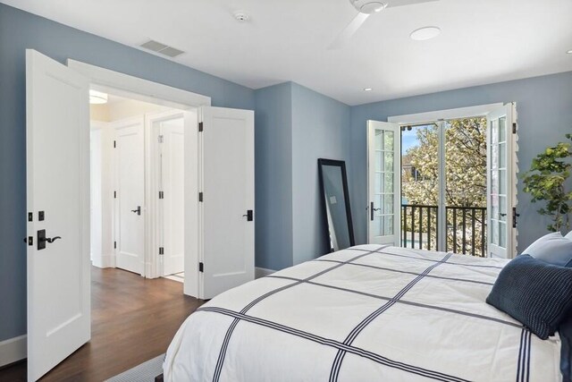 49106 Sun Valley Falls Blvd, New Buffalo, MI 49117 - bedroom with access to outside, dark wood finished floors, recessed lighting, and baseboards