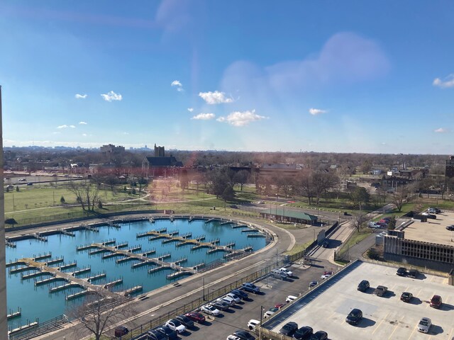 8900 E Jefferson Ave Unit 1431, Detroit, MI 48214 - bird's eye view of numerous boat docks and a nearby body of water