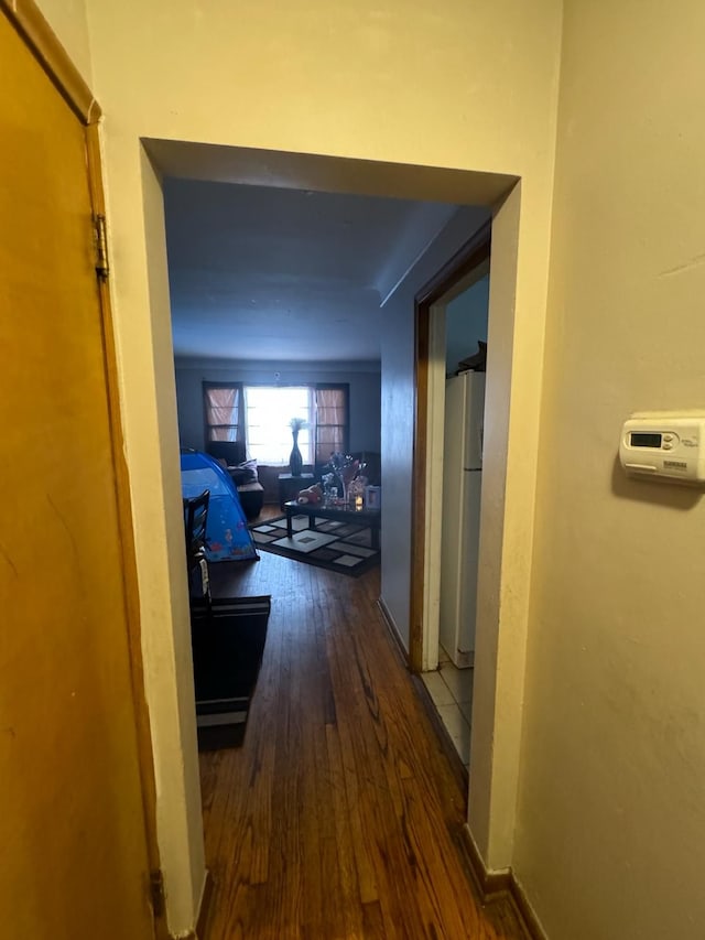 hallway featuring wood-type flooring