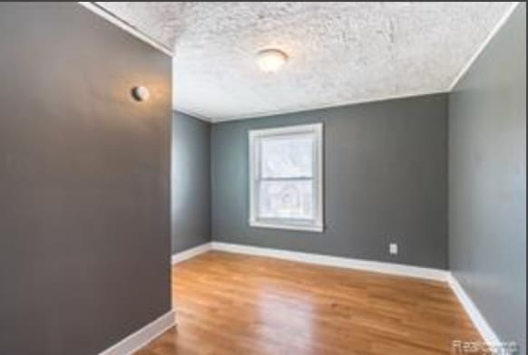 additional living space featuring wood-type flooring and a textured ceiling