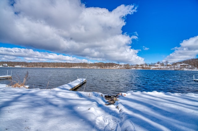 dock area featuring a water view