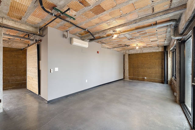 garage with an AC wall unit