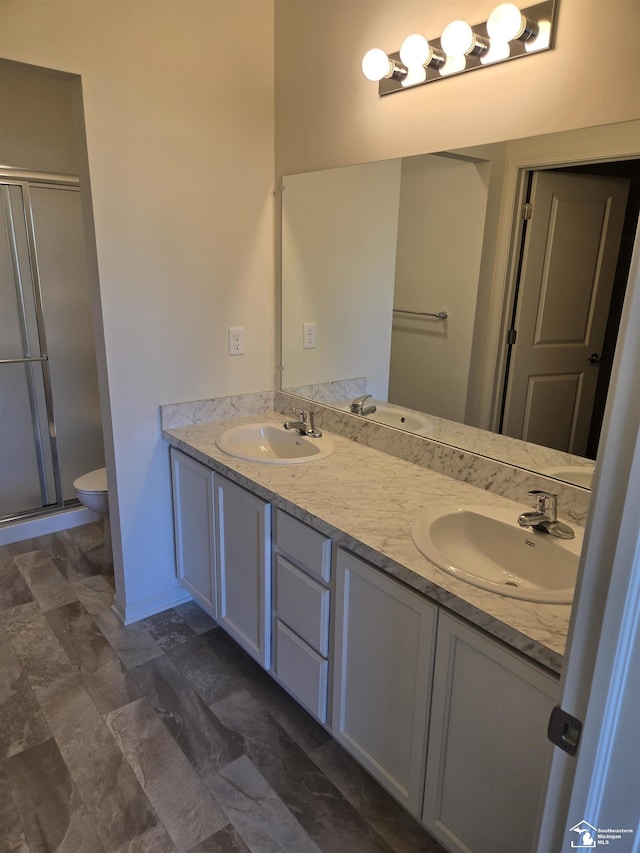 805 Plum Village Dr, Monroe, MI 48161 - full bath featuring double vanity, a stall shower, and toilet