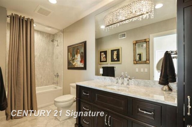 110 E Main St, Midland, MI 48640 - full bathroom with toilet, vanity, shower / bath combination with curtain, and recessed lighting