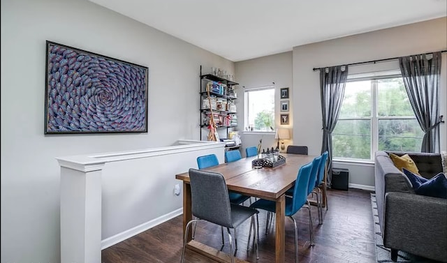 dining room with wood finished floors and baseboards