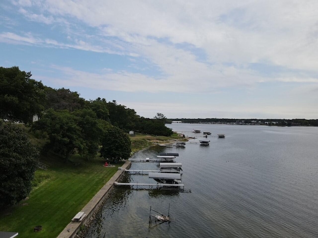 property view of water featuring a boat dock