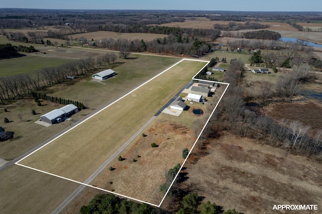 drone / aerial view featuring a rural view