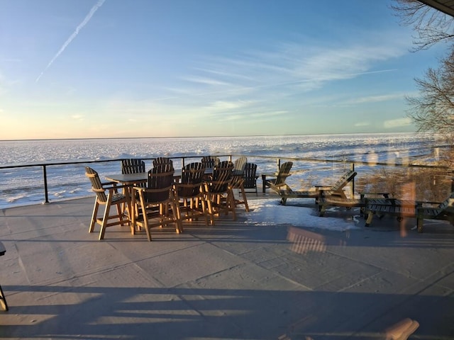 443 N Shore Dr, South Haven, MI 49090 - patio terrace at dusk with a water view