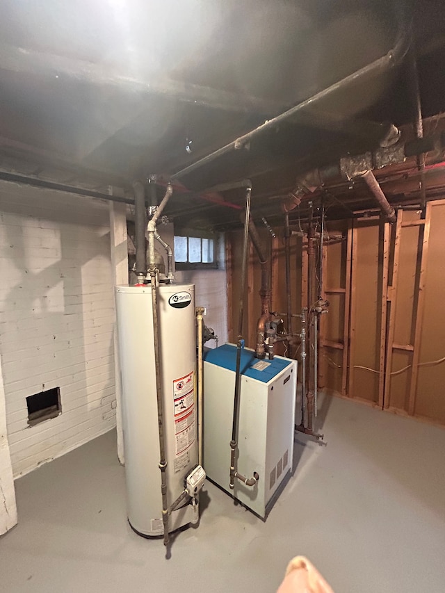 basement with gas water heater
