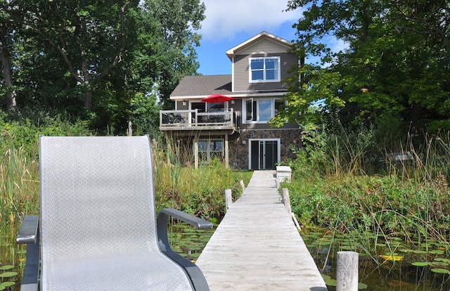 view of dock featuring a water view