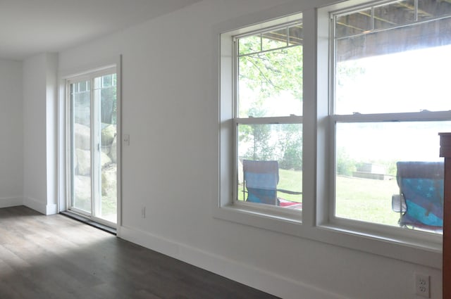 unfurnished room with hardwood / wood-style flooring