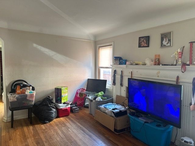 living room with hardwood / wood-style floors