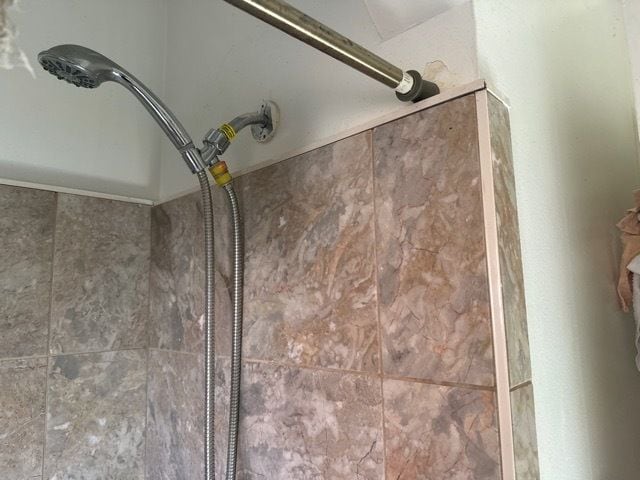 interior details featuring a shower