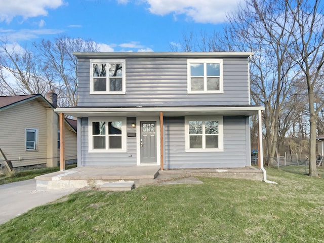 view of front of house with a front lawn