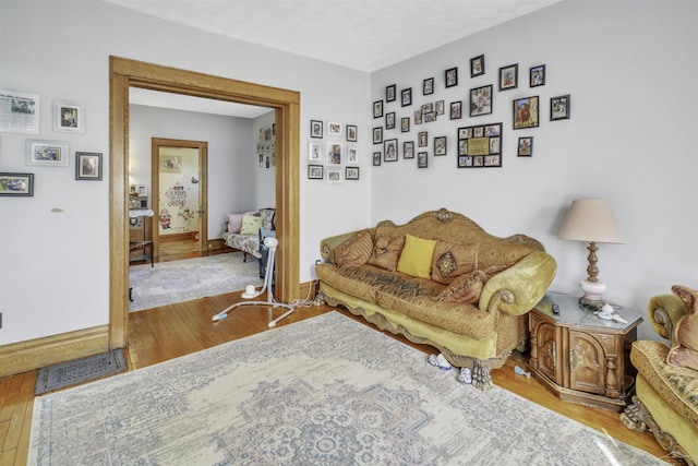 living room featuring light wood-type flooring