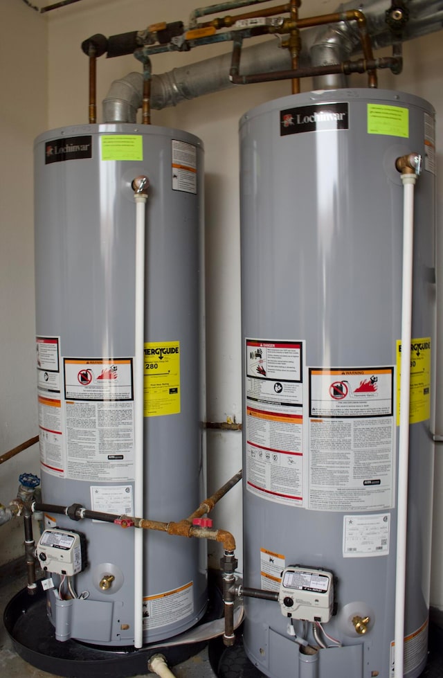 utility room with gas water heater