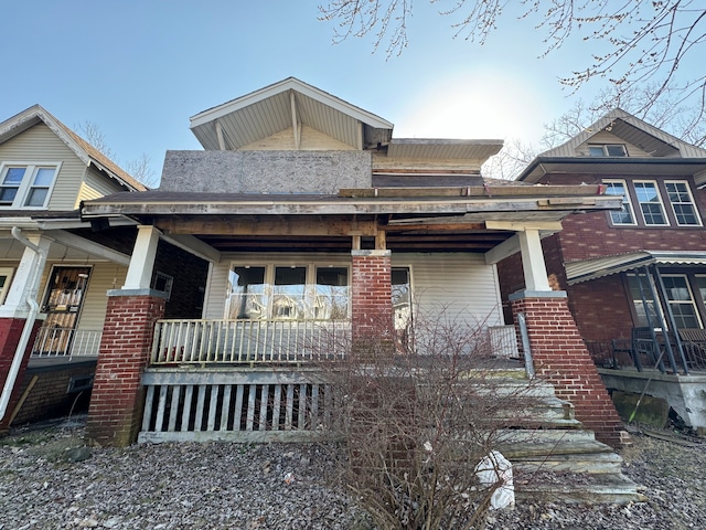 view of front facade featuring covered porch