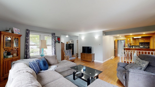 living room with light wood-type flooring