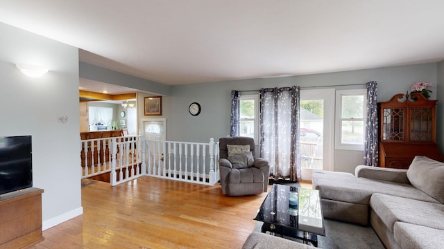 living room with light wood-type flooring