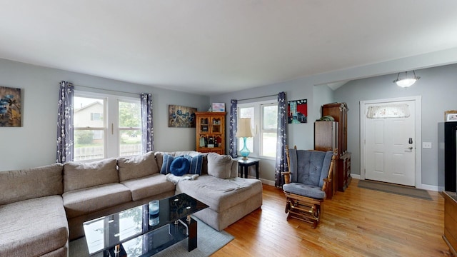 living room featuring light hardwood / wood-style flooring