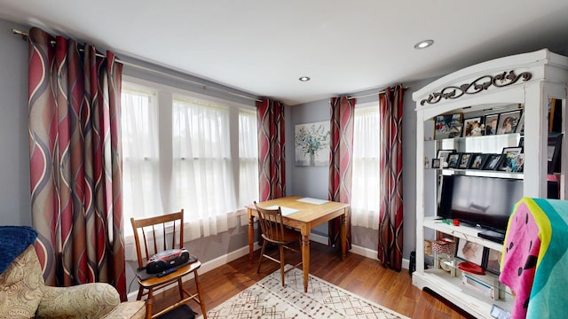 living area featuring hardwood / wood-style floors and a wealth of natural light