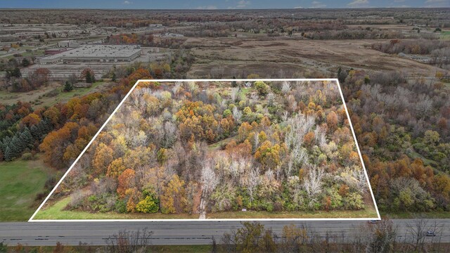 1976 Townline Rd, Benton Harbor, MI 49022 - aerial view of property and surrounding area with property parcel outlined and a heavily wooded area