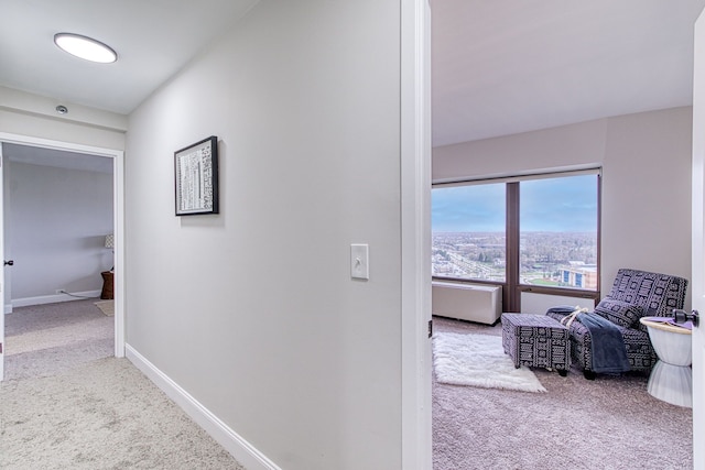 hallway featuring carpet flooring