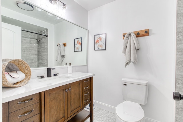 5000 Town Ctr Unit 2205, Southfield, MI 48075 - bathroom with toilet, vanity, a shower, and baseboards
