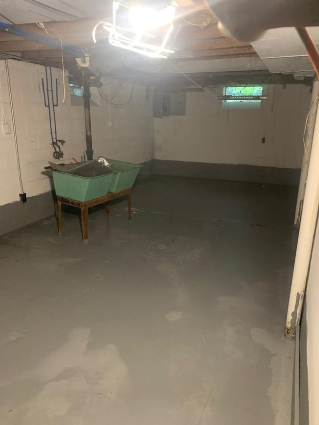 basement featuring sink