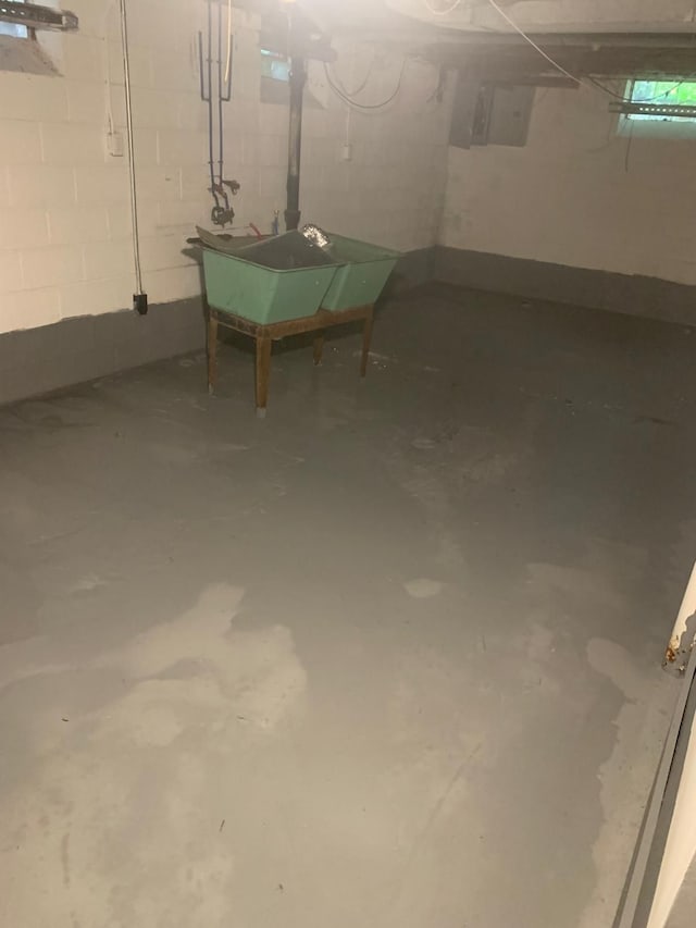 basement with sink