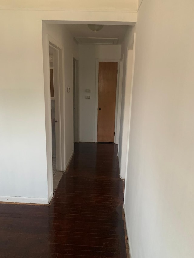 hall featuring dark wood-type flooring