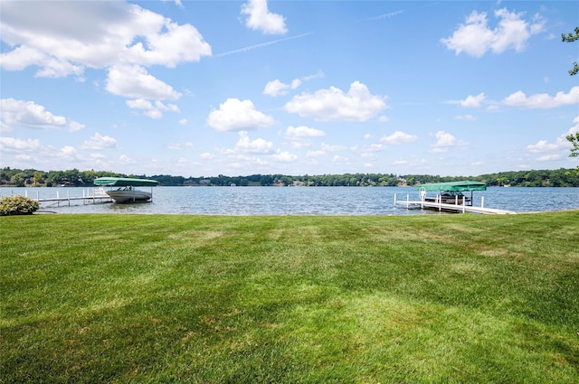 view of water feature featuring a boat dock