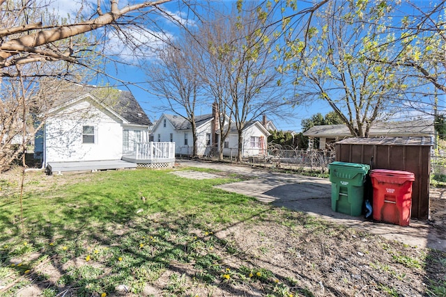 view of yard with a deck