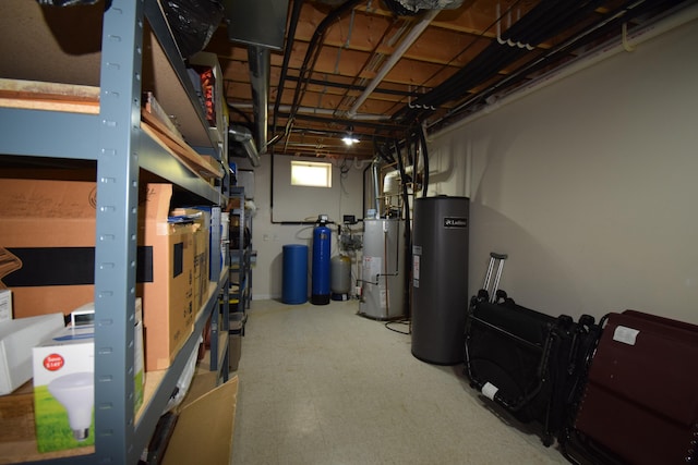 basement featuring water heater