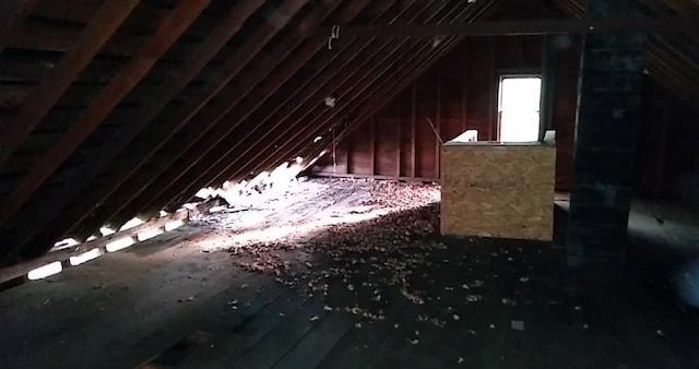 view of unfinished attic