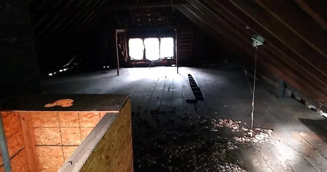 view of unfinished attic