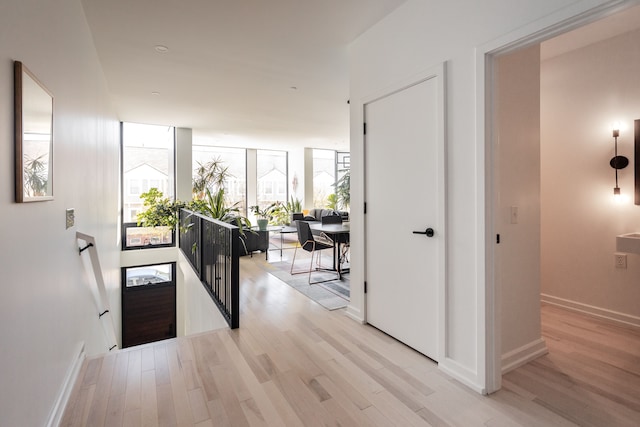 corridor with light hardwood / wood-style flooring