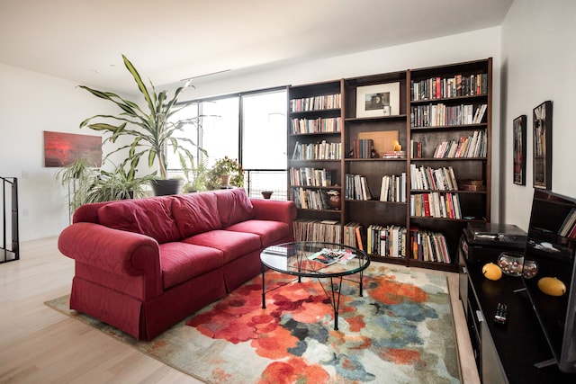 sitting room featuring light hardwood / wood-style flooring