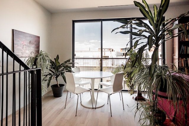 interior space with light hardwood / wood-style floors