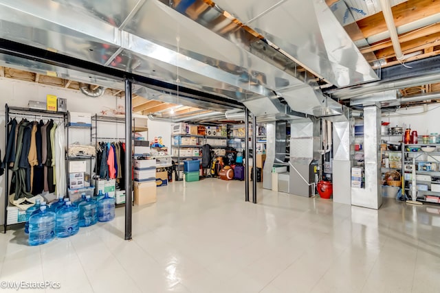 basement featuring tile patterned floors