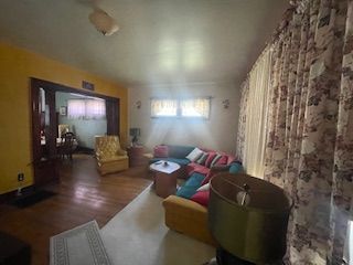 living room with hardwood / wood-style floors