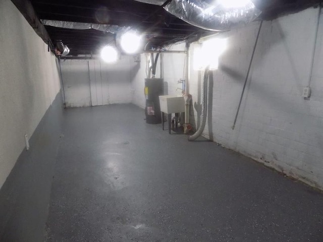 basement with water heater