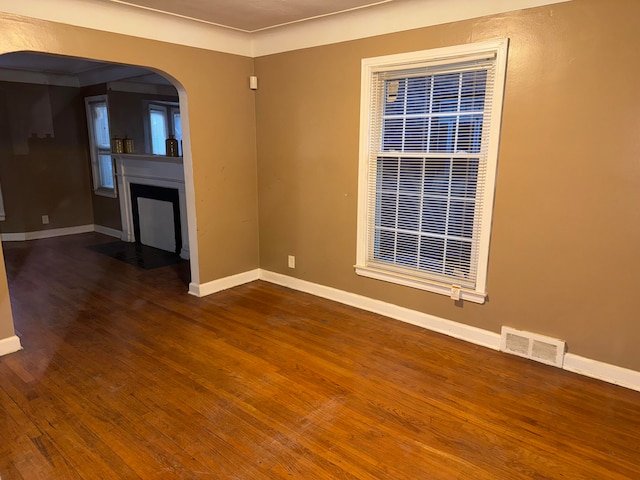 spare room featuring wood-type flooring