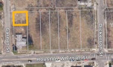 12326 Garnet St, Detroit, MI 48205 - aerial view of property's location with property boundaries highlighted
