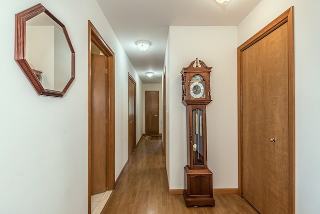 corridor featuring light hardwood / wood-style floors