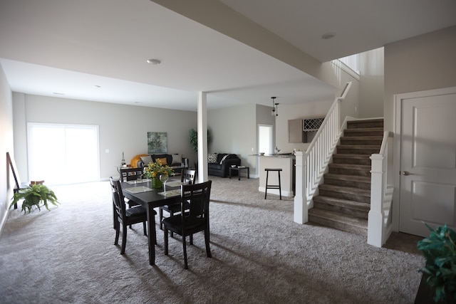 view of carpeted dining room