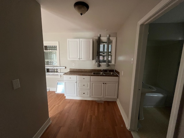 interior space featuring sink and hardwood / wood-style floors